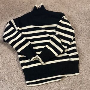 H&M Black and Cream Striped Sweater